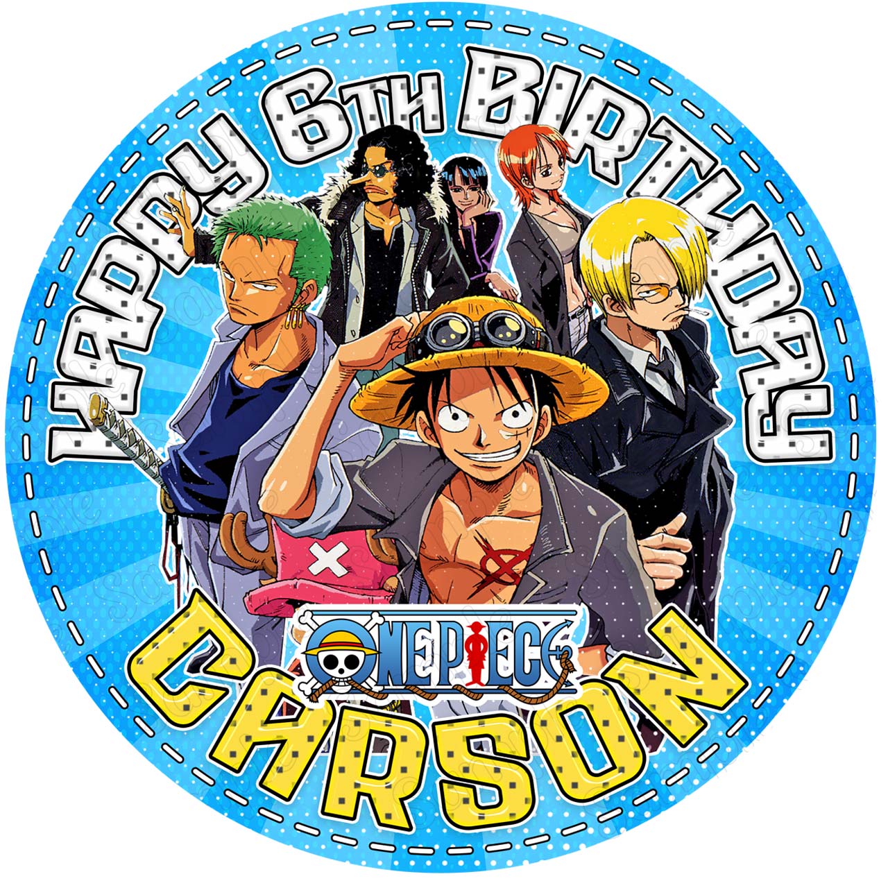 One Piece Kids Luffy Anime Luffy Round – Icing Sheet Birthday - Personalized Edible Cake Topper | Custom Icing Sheet | Birthday Cake Decoration
