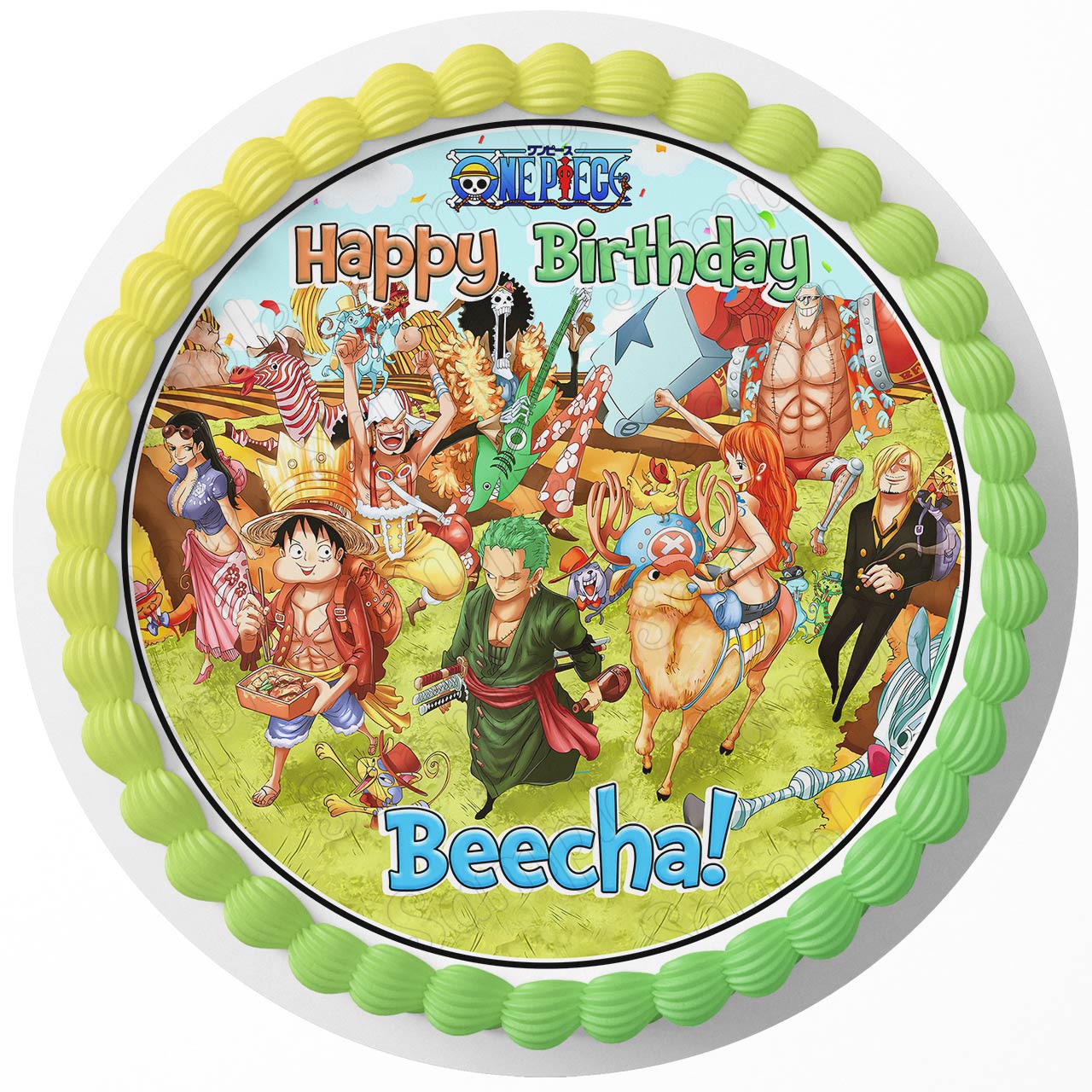 One Anime World Piece Round – Icing Sheet Birthday - Personalized Edible Cake Topper | Custom Icing Sheet | Birthday Cake Decoration