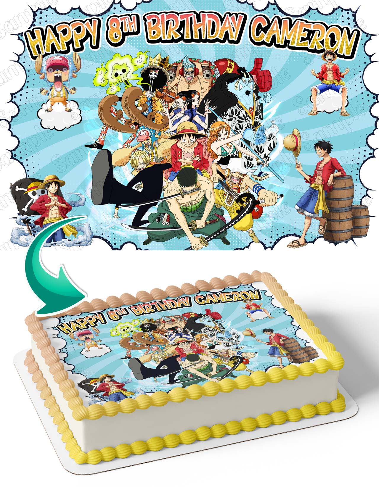 Piece Kids Luffy Crew Pirates Adventures Team Luffy Edible Cake Topper