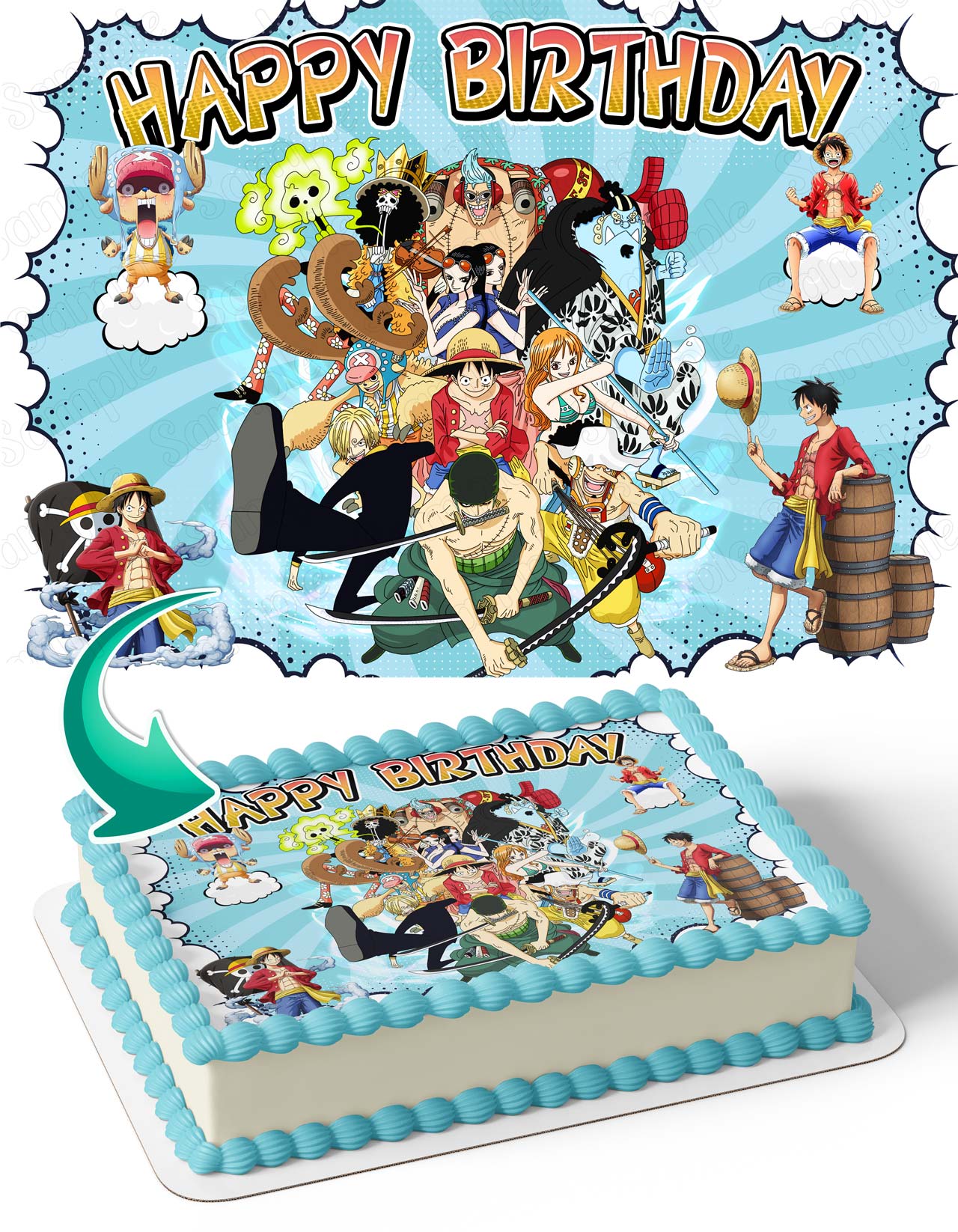Piece Kids Luffy Crew Pirates Adventures Team Luffy P Edible Cake Topper