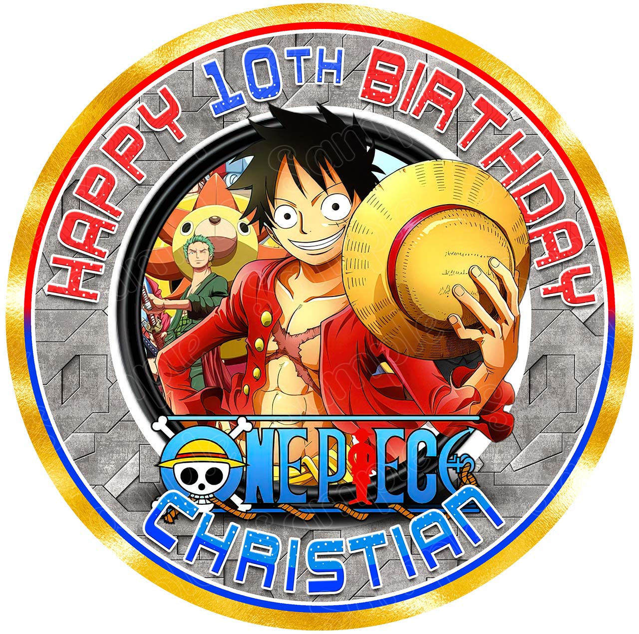 One Piece Kids Luffy Luffy Round – Icing Sheet Birthday - Personalized Edible Cake Topper | Custom Icing Sheet | Birthday Cake Decoration