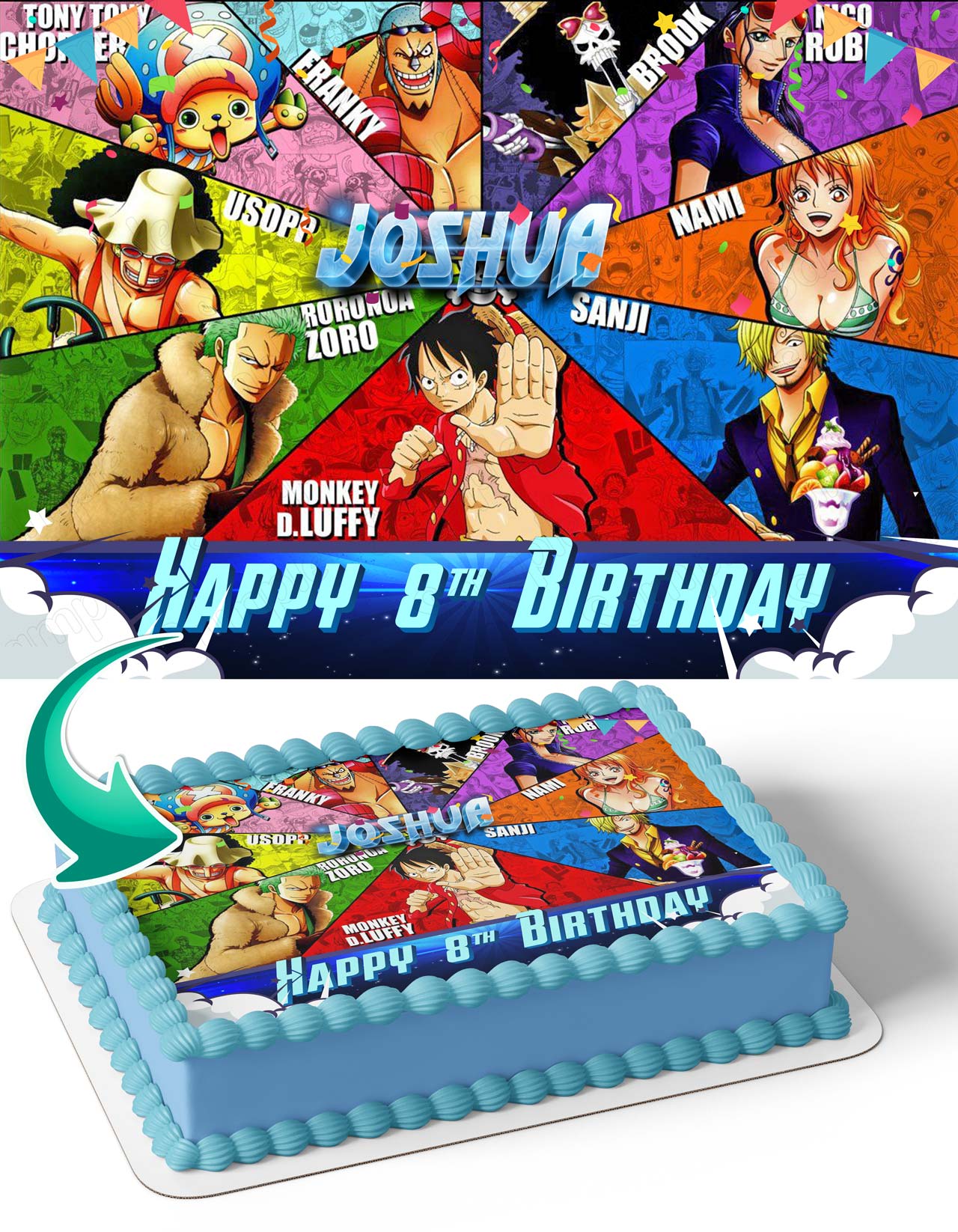 Piece Kids Luffy Luffy Zoro Nami Edible Cake Topper