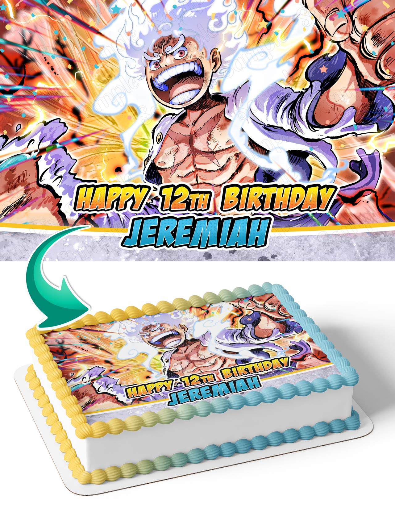 Piece Kids Luffy Monkey D Luffy Gear 5 Anime Edible Cake Topper