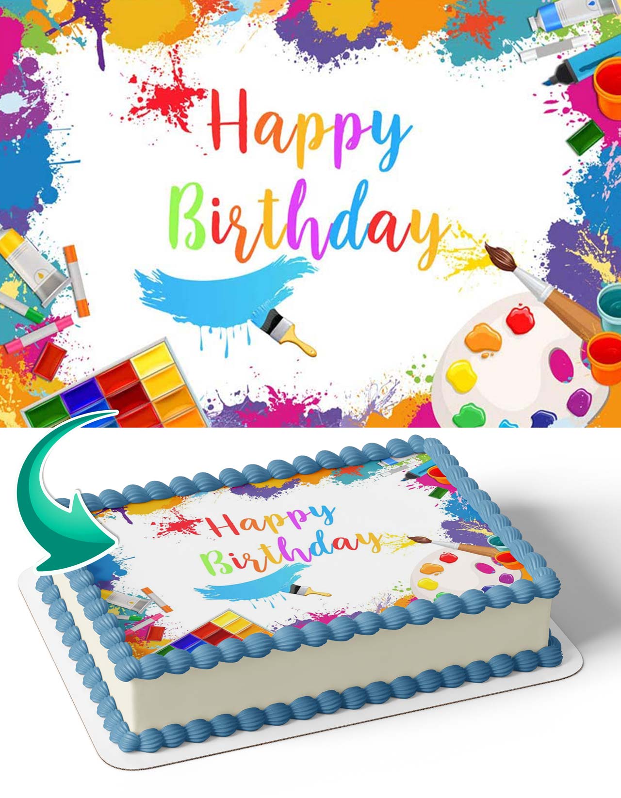 Paint Splash Art Edible Cake Topper