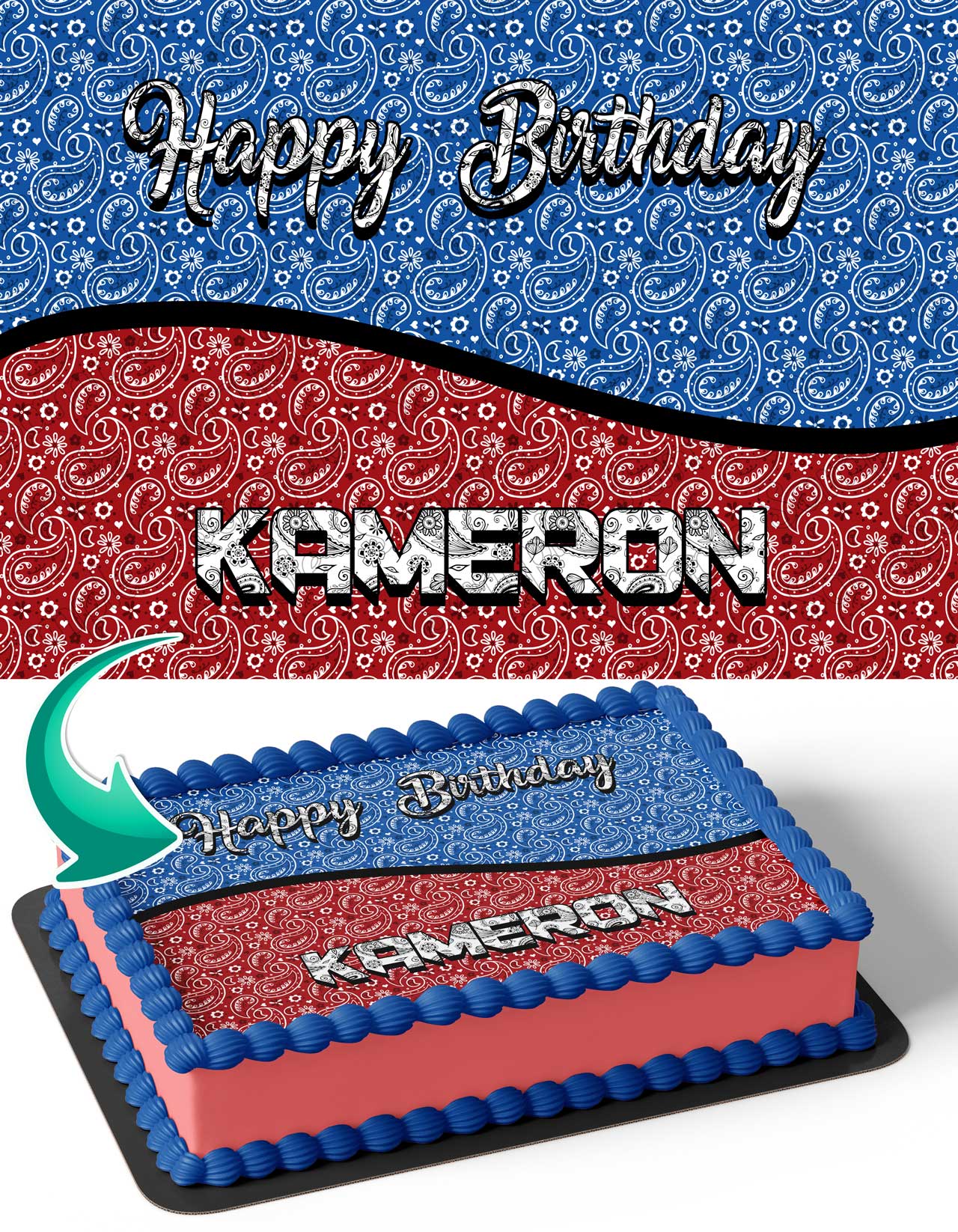 Paisley Bandana Edible Cake Topper