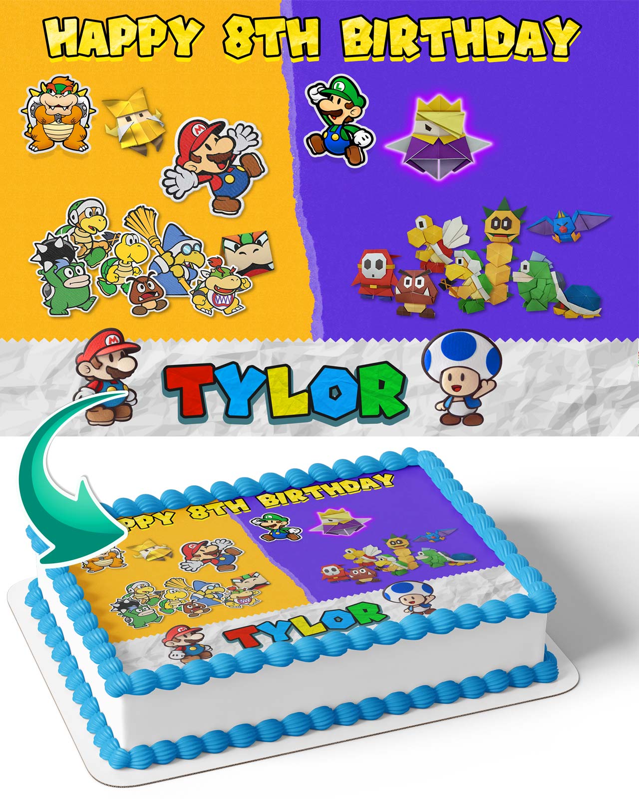 Paper Mario The Origami King Edible Cake Topper