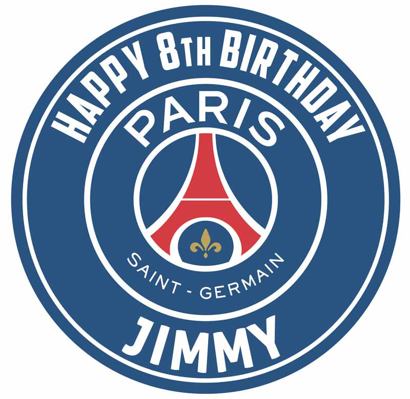 Paris Saint Germain FC Round – Icing Sheet Birthday - Personalized Edible Cake Topper | Custom Icing Sheet | Birthday Cake Decoration