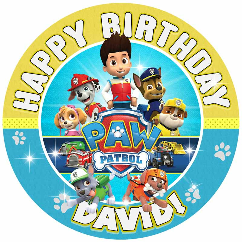 Paw Patrol Puppies Kids Boys Girls Round – Icing Sheet Birthday - Personalized Edible Cake Topper | Custom Icing Sheet | Birthday Cake Decoration