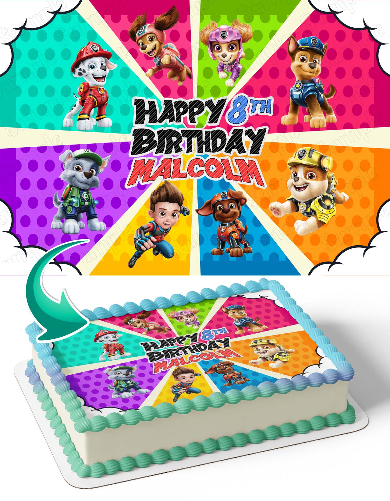 Puppies Patrol Crew Kids Dogs Edible Cake Topper