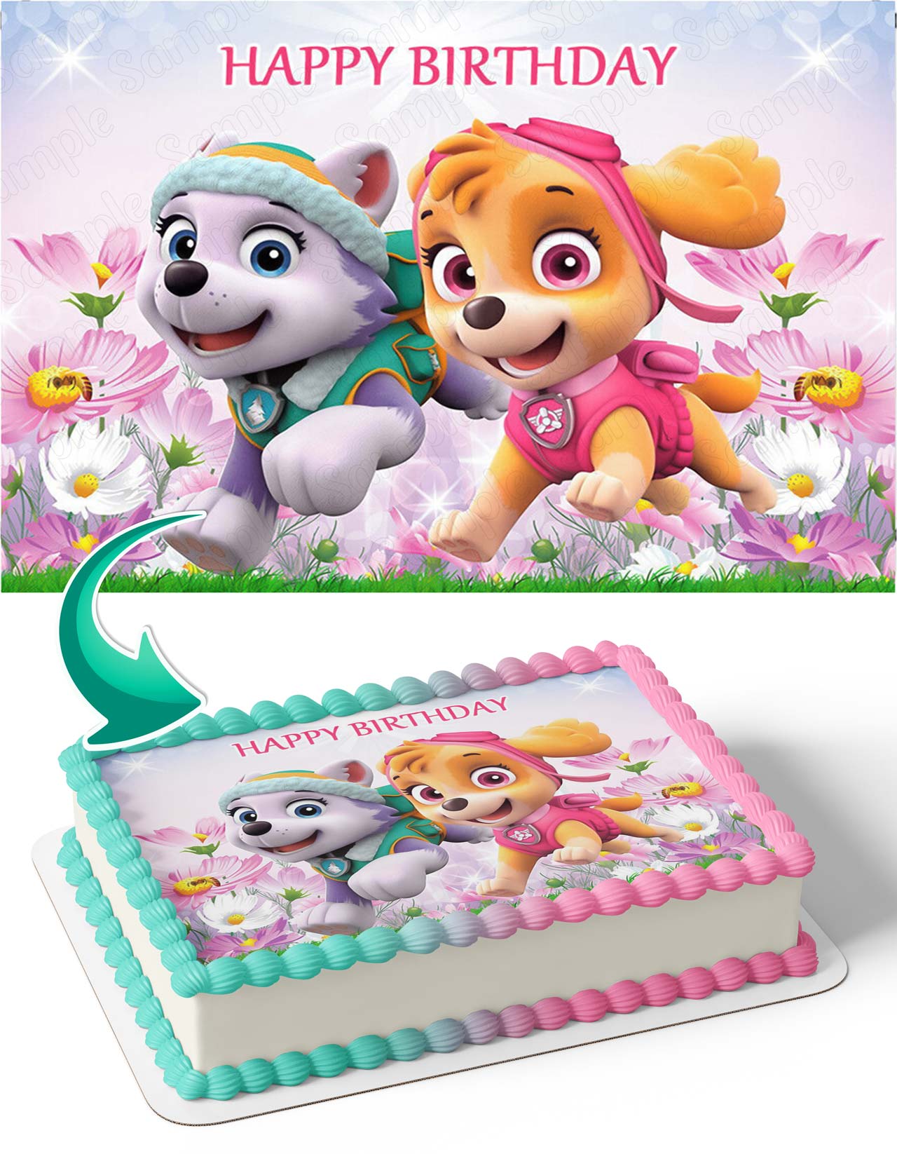 Puppies Patrol Skye Everest Girls Pink CB Edible Cake Topper