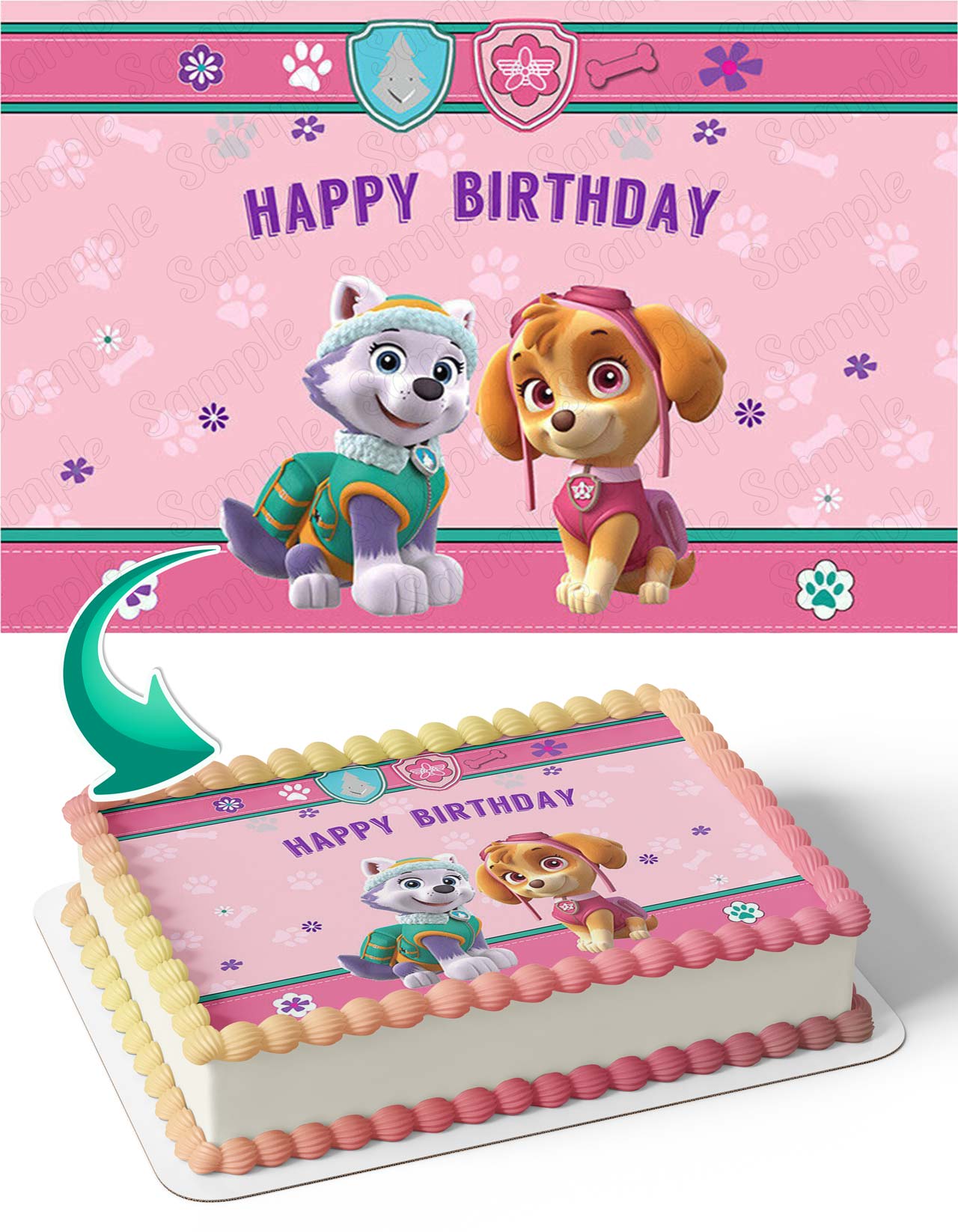 Puppies Patrol Skye Everest Pink Girls PB Edible Cake Topper