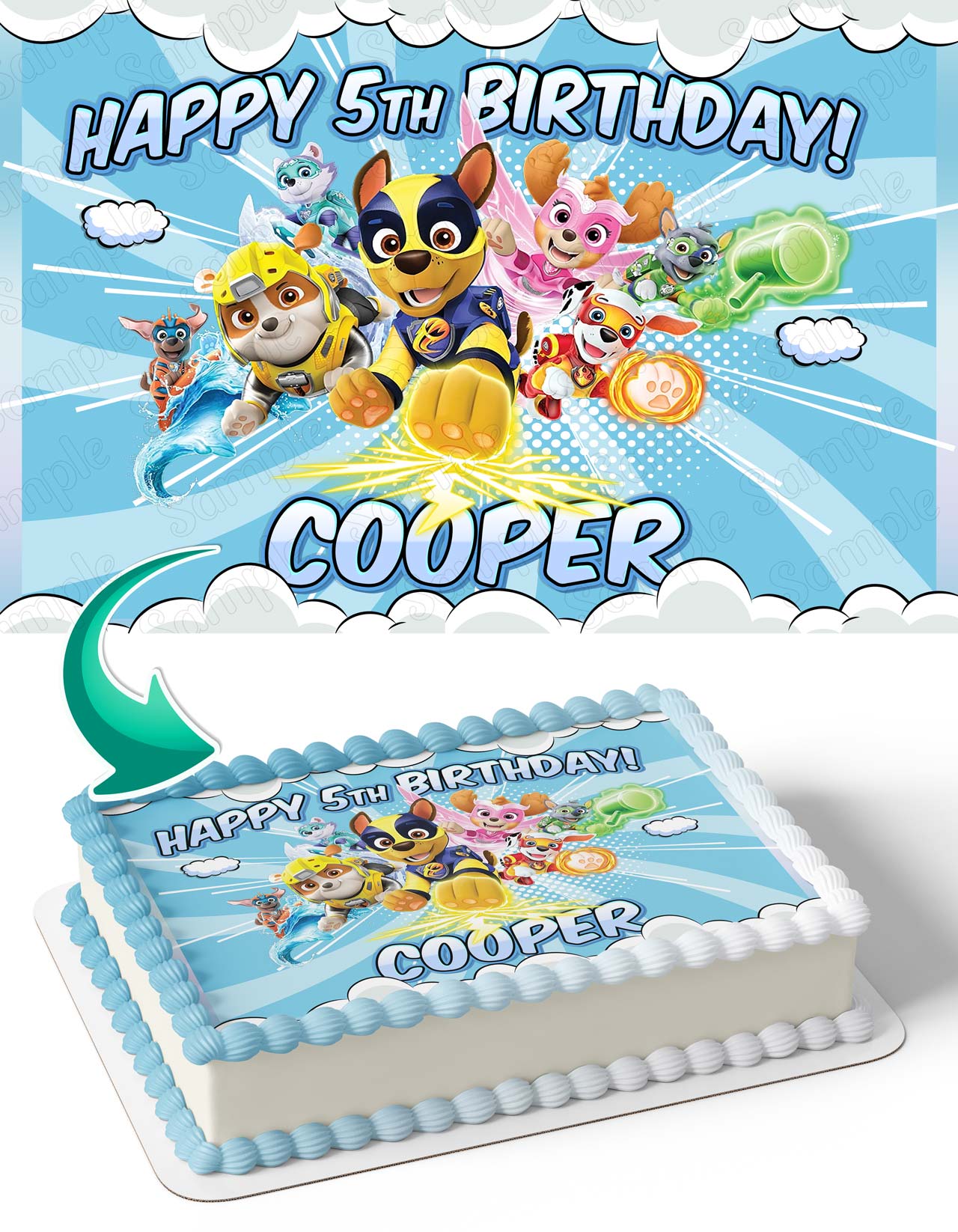 Puppies Patrol Team Mighty Pups Edible Cake Topper