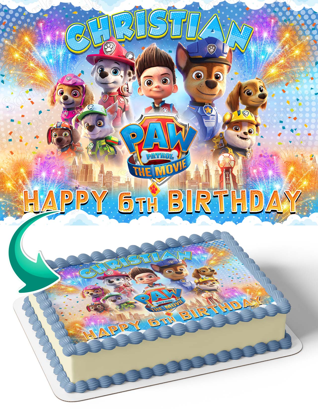 Puppies Patrol The Movie OG Edible Cake Topper