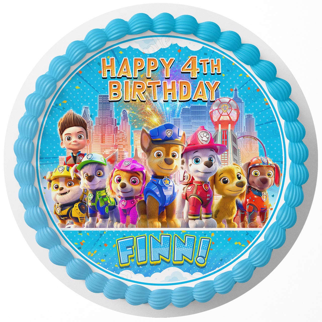 Paw Kids Fun Team Patrol Puppies Rangers Round – Icing Sheet Birt - Personalized Edible Cake Topper | Custom Icing Sheet | Birthday Cake Decoration