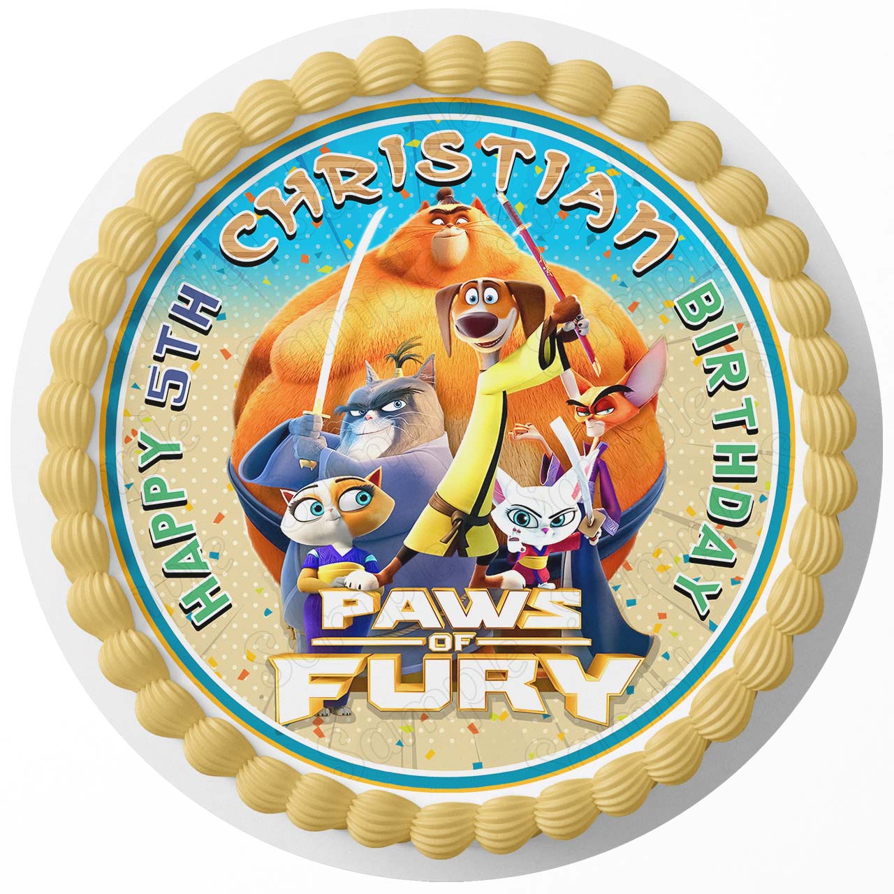 Paws of Fury The Legend of Hank Round – Icing Sheet Birthday - Personalized Edible Cake Topper | Custom Icing Sheet | Birthday Cake Decoration