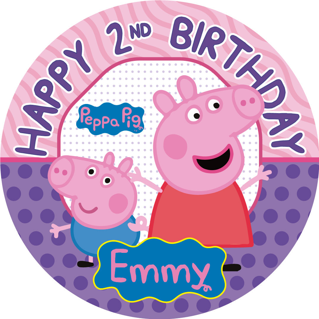 Peppa Pig Cute Family Fun Round – Icing Sheet Birthday - Personalized Edible Cake Topper | Custom Icing Sheet | Birthday Cake Decoration