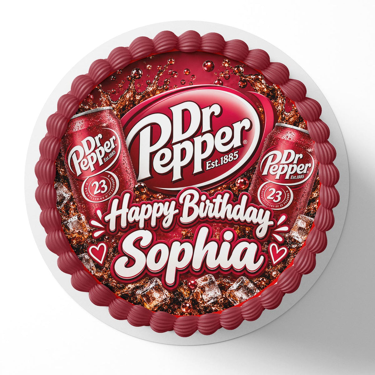 Dr Pepper Birthday Cake Topper – Happy Birthday Edible Cake Image – Personalized Icing Sheet for Cakes