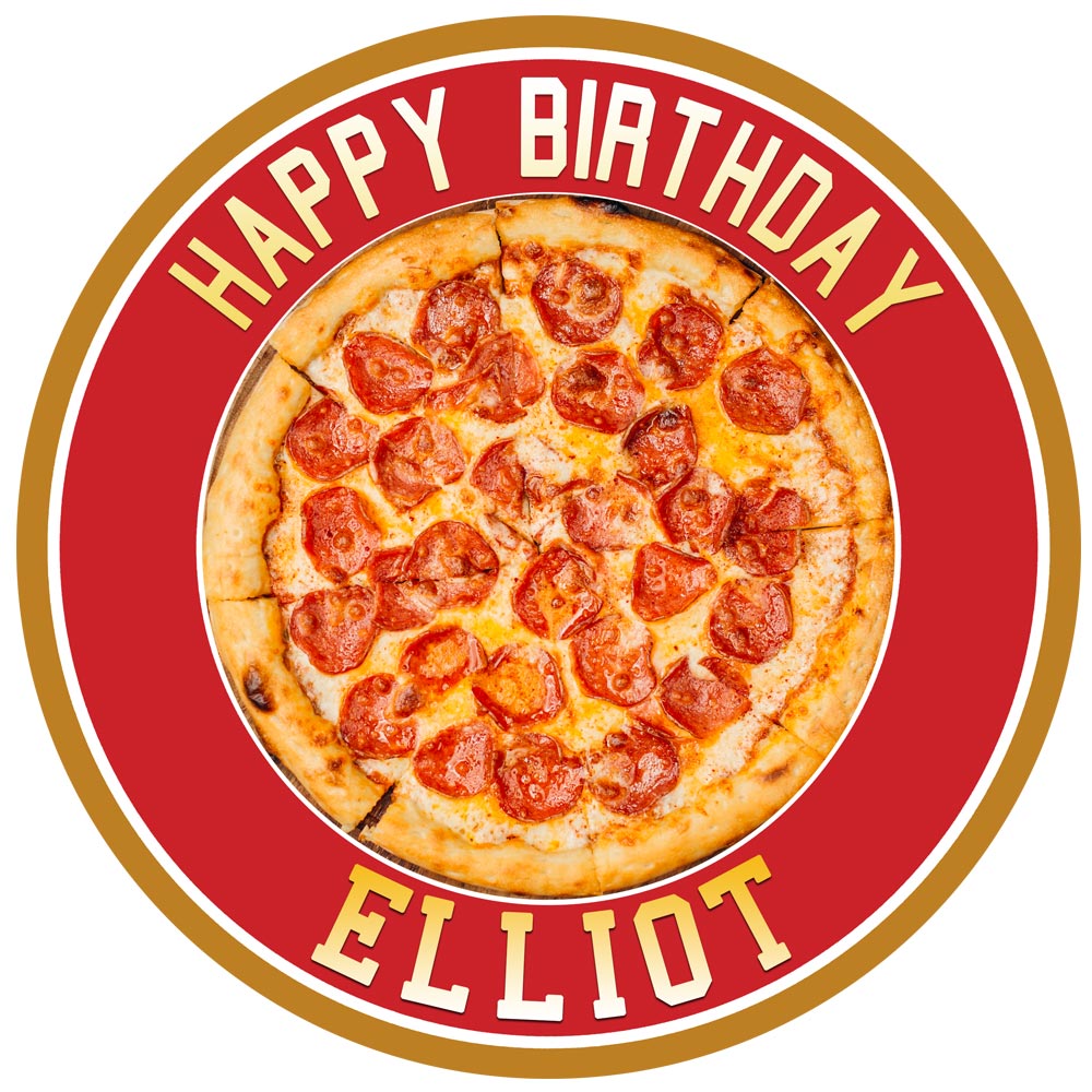 Pepperoni Pizza Round – Icing Sheet Birthday - Personalized Edible Cake Topper | Custom Icing Sheet | Birthday Cake Decoration | Photo Cake Image