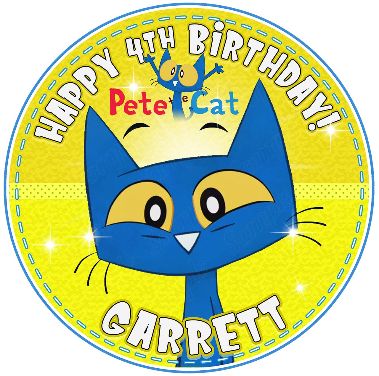 Pete The Cat R Round – Icing Sheet Birthday - Personalized Edible Cake Topper | Custom Icing Sheet | Birthday Cake Decoration | Photo Cake Image