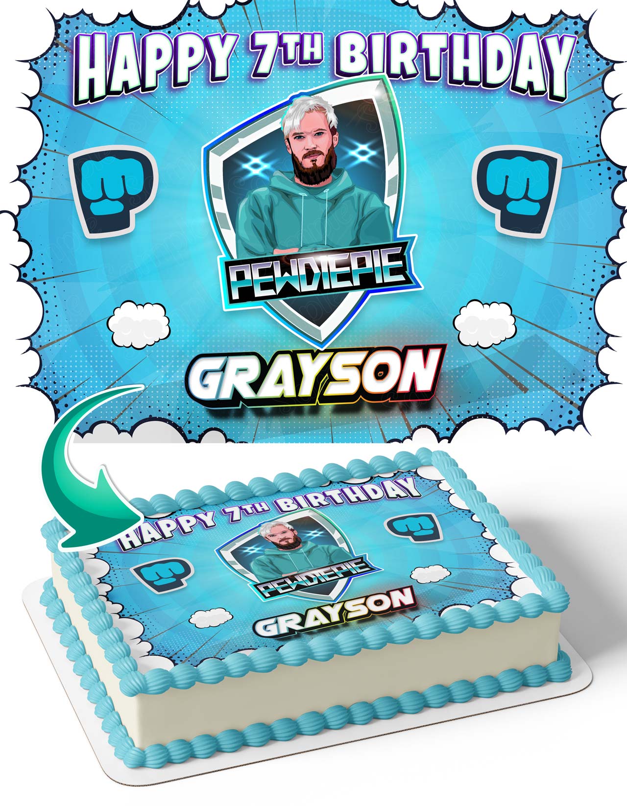PewDiePie Youtuber PEWDIEPIE Edible Cake Topper