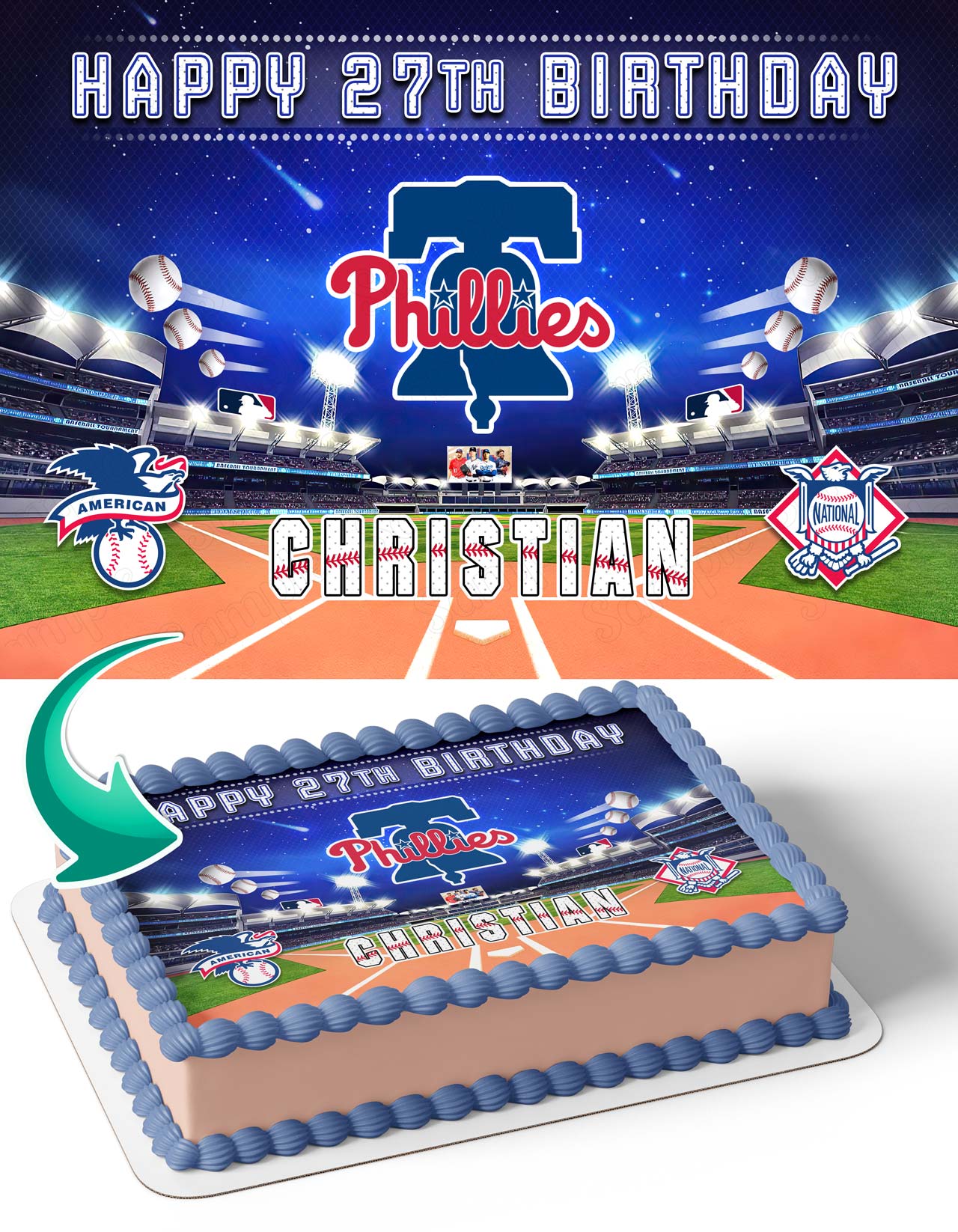 Philadelphia Phillies Baseball Edible Cake Topper