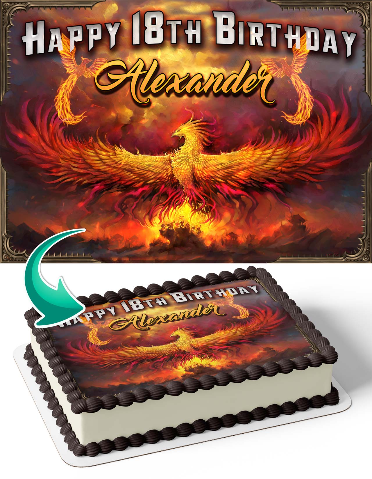 Phoenix Fire Bird Edible Cake Topper