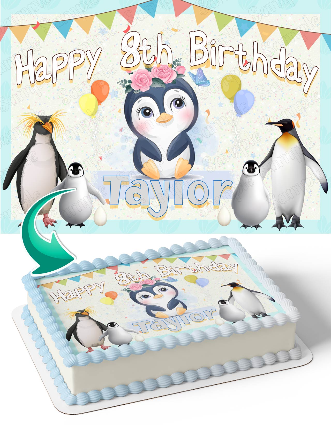 Pinguin Cute Girls Boys Edible Cake Topper