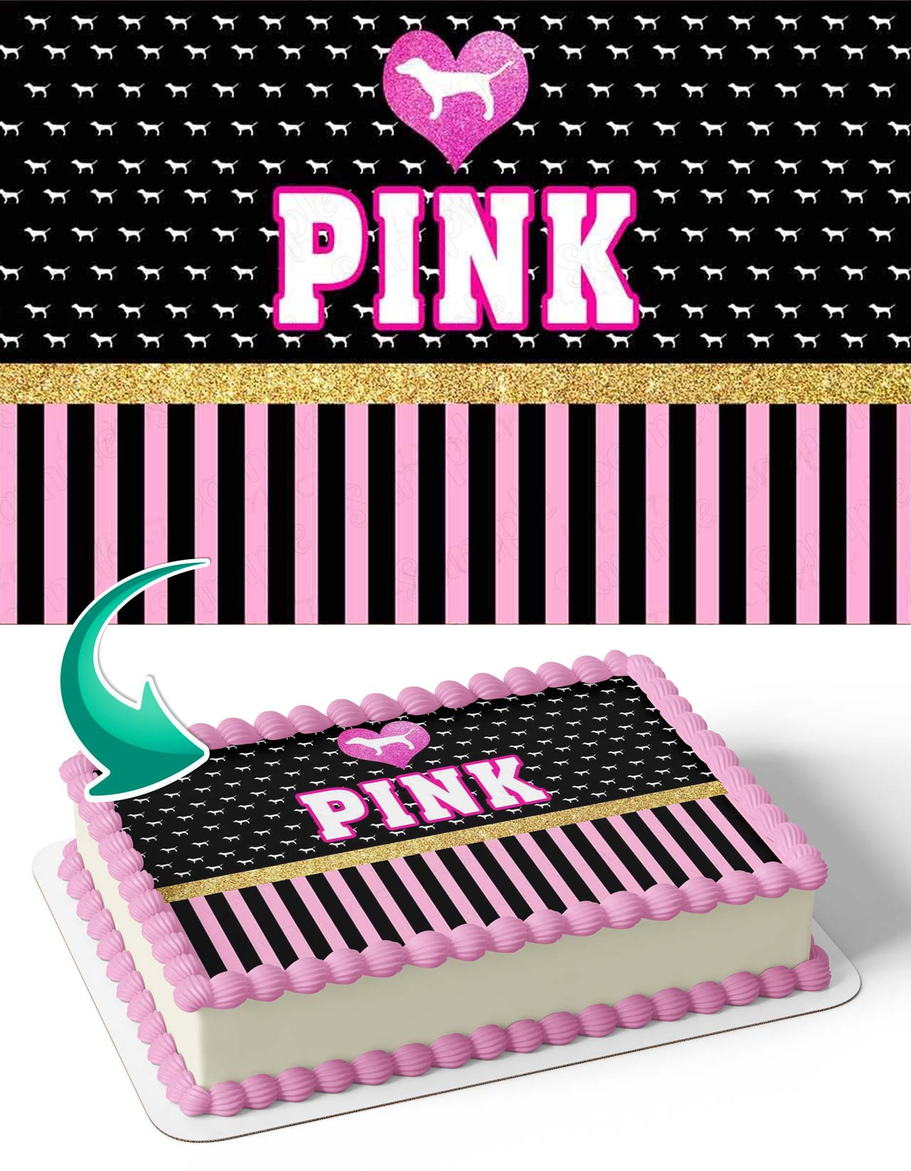 Pink Victoria Secret Girl Edible Cake Topper