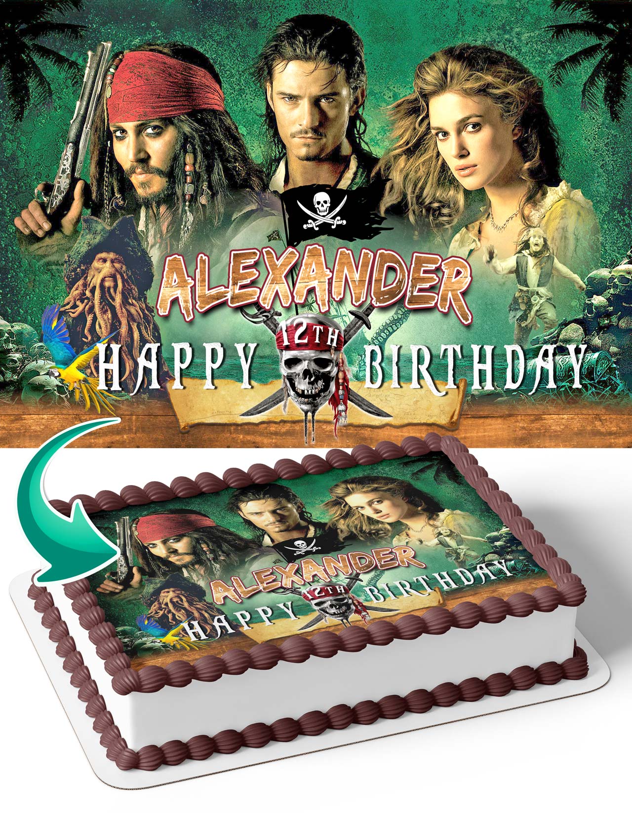 Pirates of the Caribbean Dead Mans Chest Edible Cake Topper