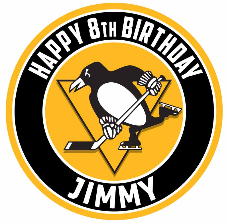 Pittsburgh Penguins Round – Icing Sheet Birthday - Personalized Edible Cake Topper | Custom Icing Sheet | Birthday Cake Decoration