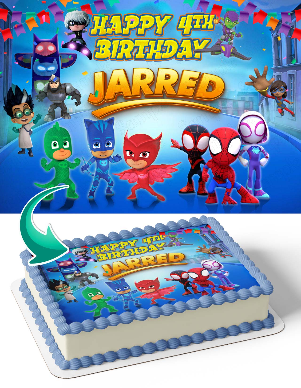 PJ Masks Spidy Spider and Friends Gecko Cat Boy Edible Cake Topper