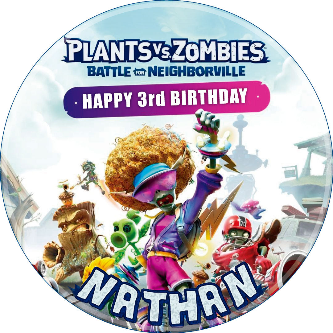 Plants and Zombies Kids Game Round – Icing Sheet Birthday - Personalized Edible Cake Topper | Custom Icing Sheet | Birthday Cake Decoration
