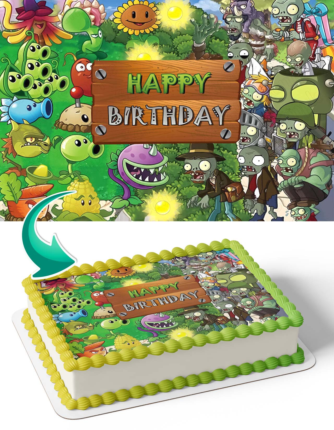 Plants Monster Game Edible Cake Topper