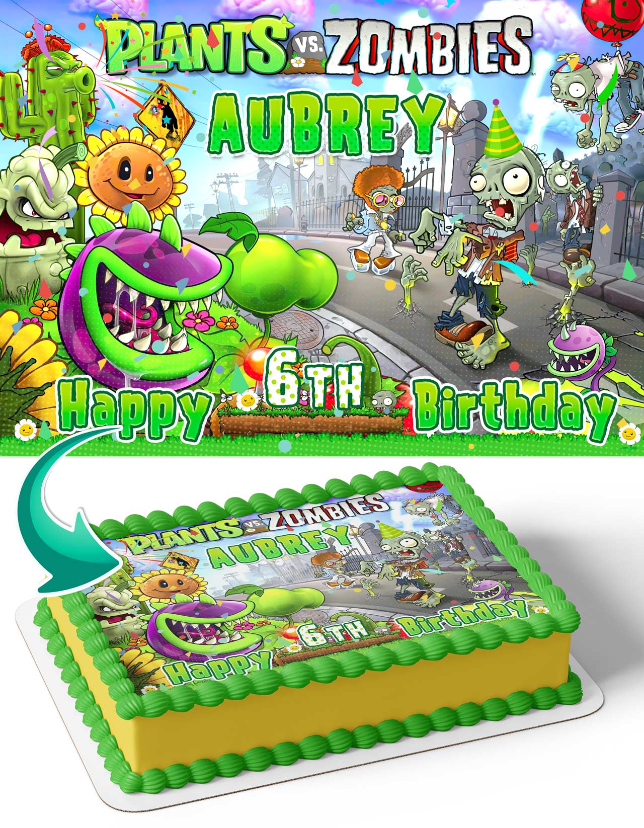 Plants vs Zombies PZ Edible Cake Topper