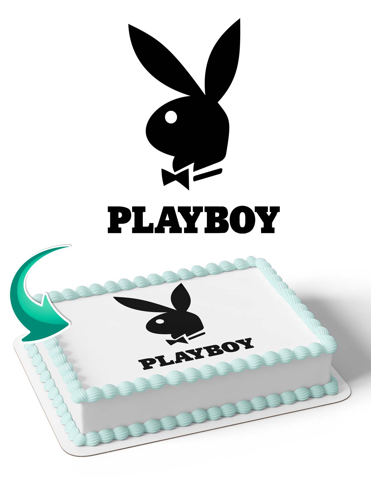 Playboy Black White Logo Edible Cake Topper