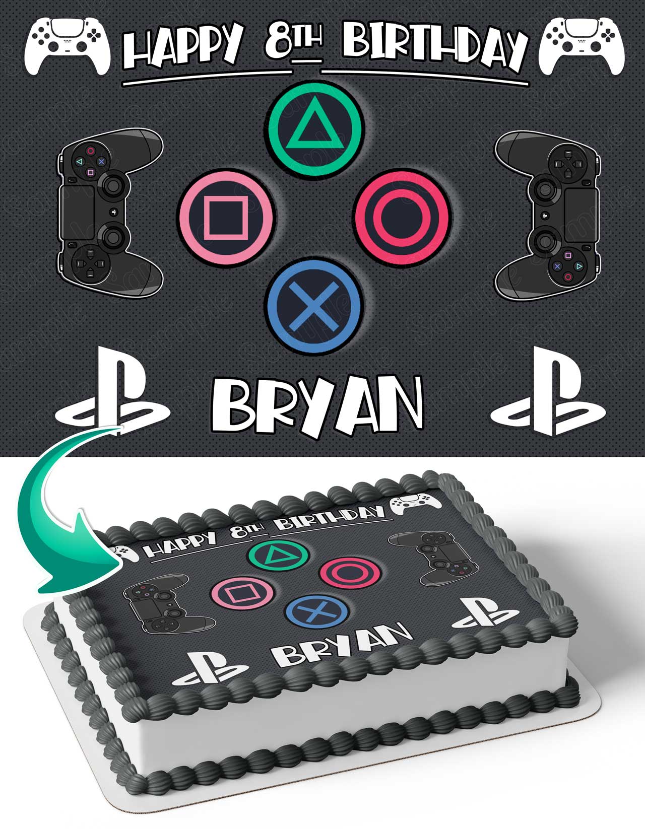Play Console Gamers Station Video Game Edible Cake Topper