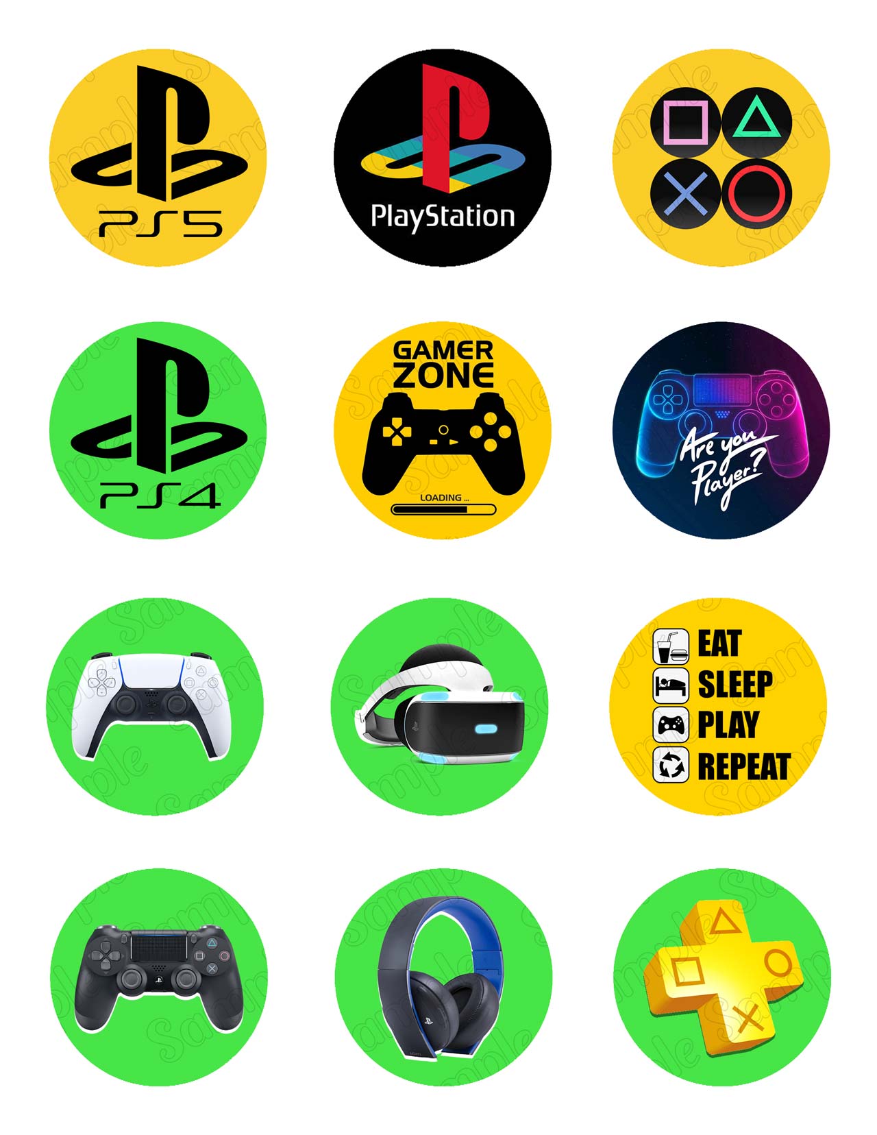 Play Gamers Edible Cupcake Toppers – Round Icing Sheet Birthday P - Edible Cake Topper | Icing Sheet | Birthday Cake Decoration