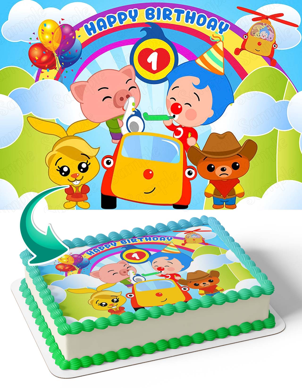 Plim Plim Baby TV Rainbow PPBT Edible Cake Topper