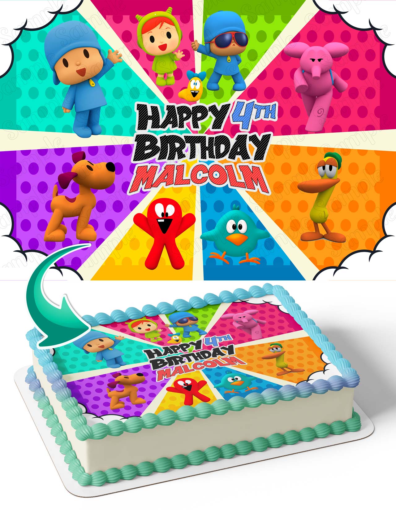 Pocoyo Crew Kids Edible Cake Topper