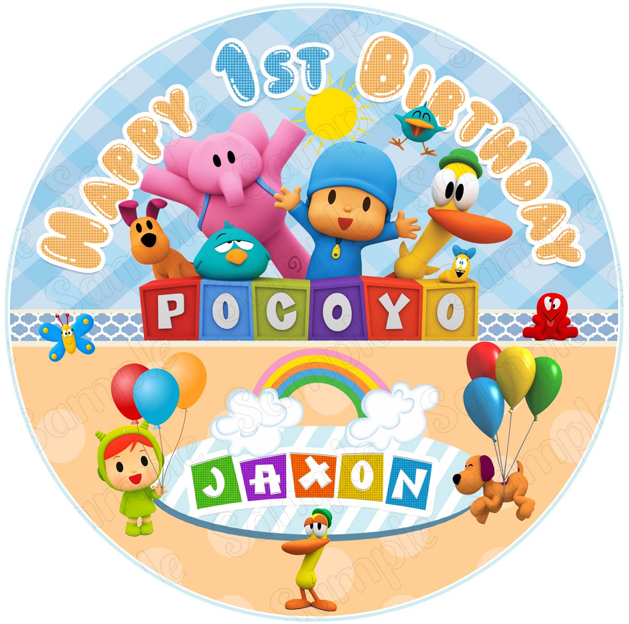 Pocoyo Round – Icing Sheet Birthday - Personalized Edible Cake Topper | Custom Icing Sheet | Birthday Cake Decoration | Photo Cake Image