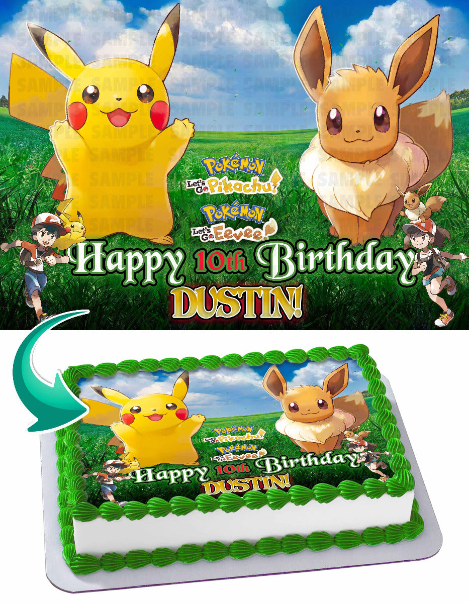Pokekids Lets Go Pikachu and Lets Go Eevee Edible Cake Topper