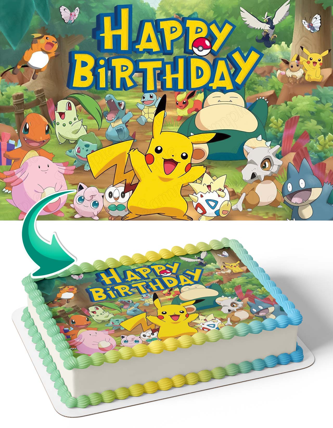 Pokekids Anime Cards GB Edible Cake Topper