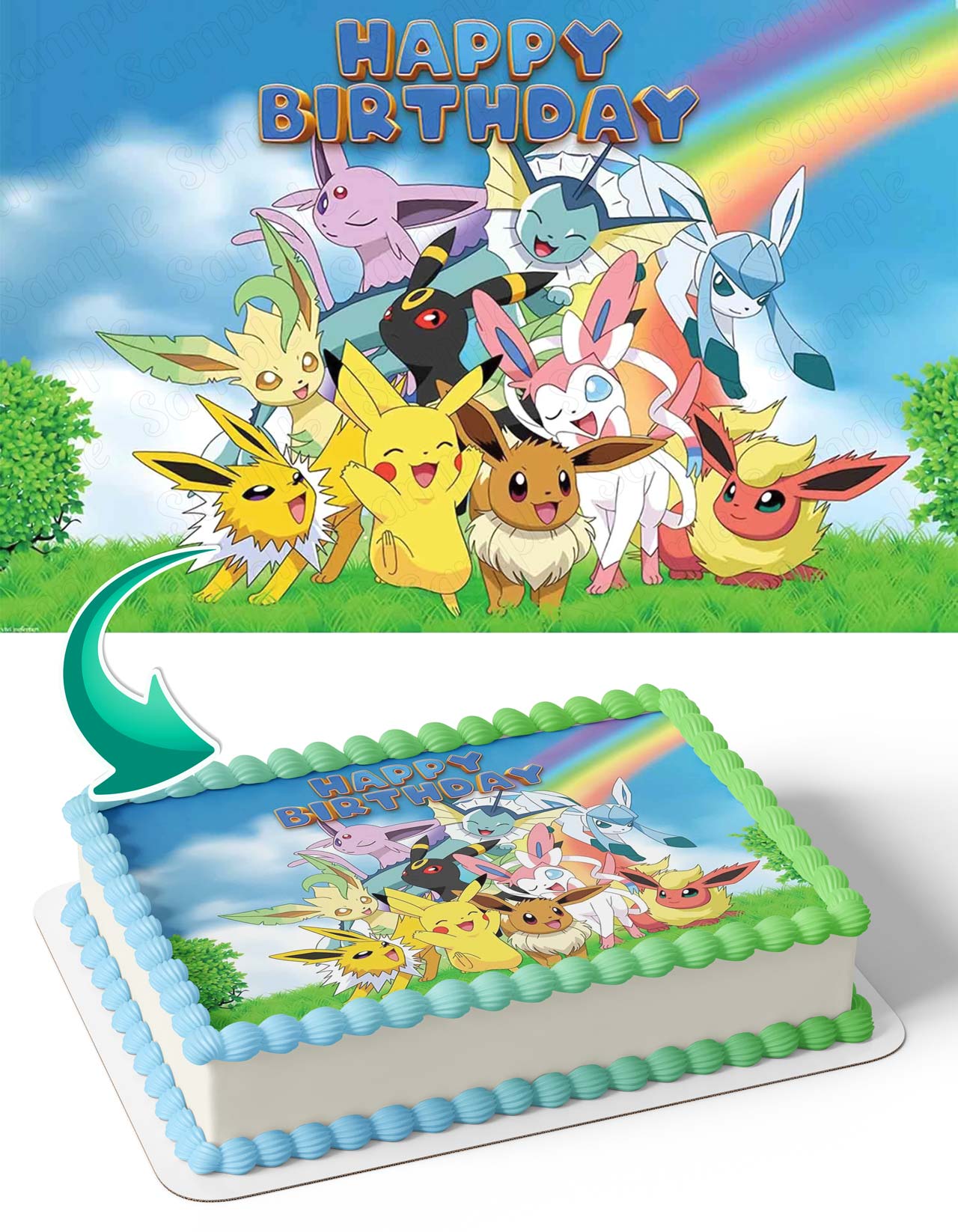 Pokekids Anime Cards RB Edible Cake Topper