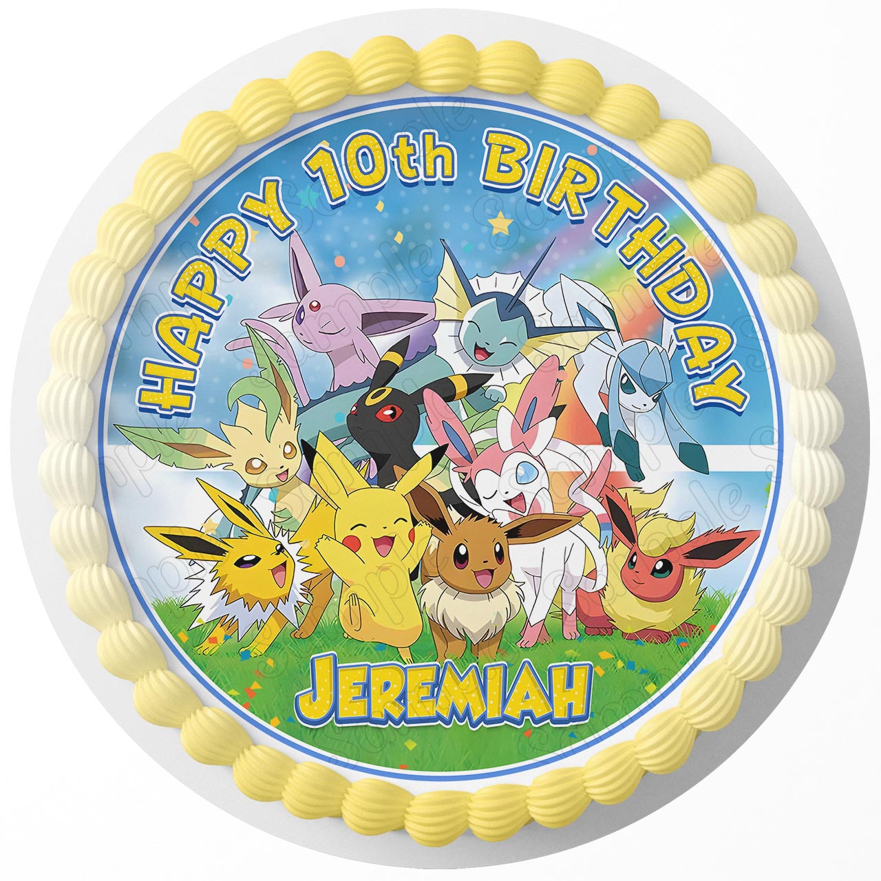 PokeFun Anime Cas RB Round – Icing Sheet Birthday - Personalized Edible Cake Topper | Custom Icing Sheet | Birthday Cake Decoration