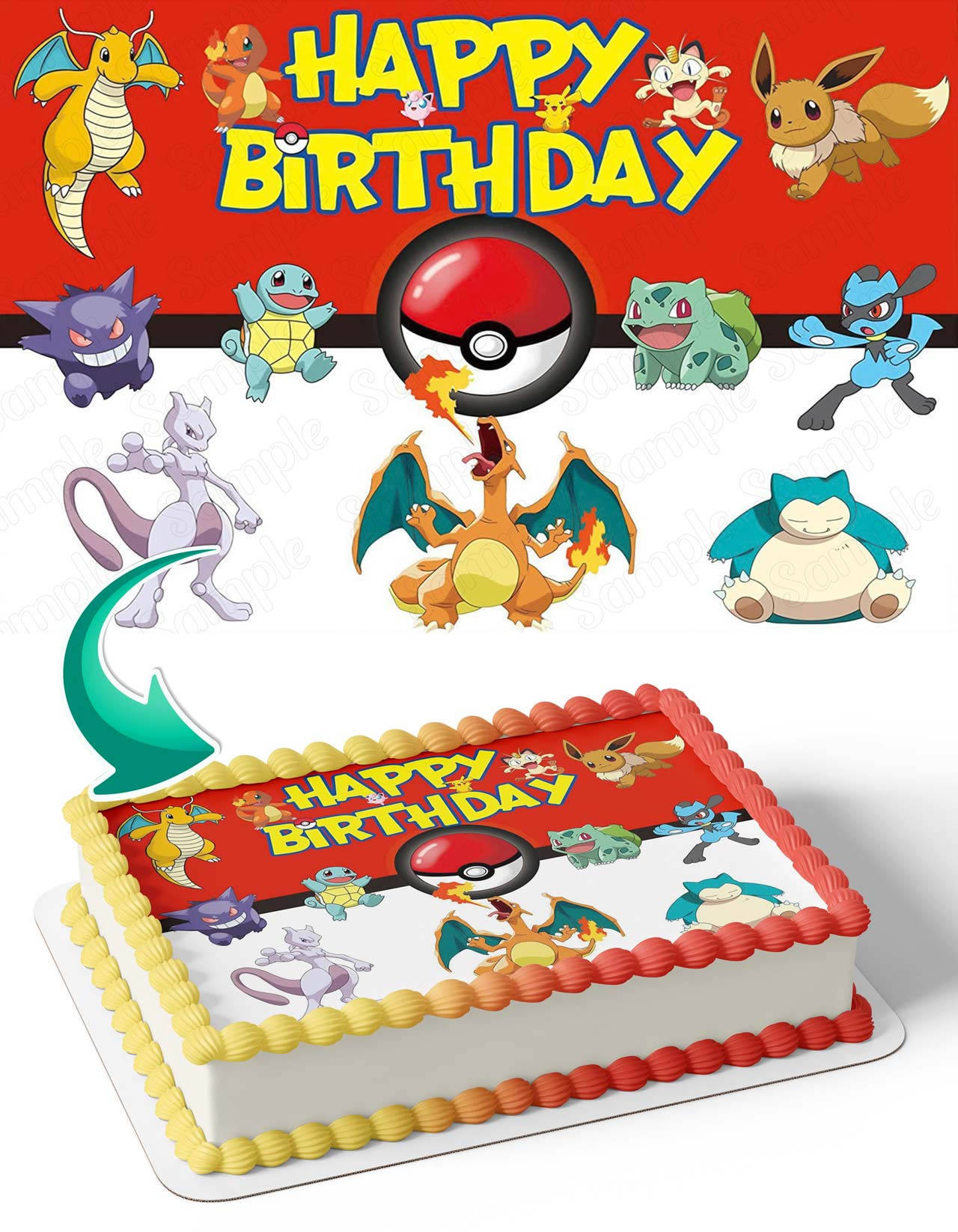 Pokekids Anime Cards RW Edible Cake Topper