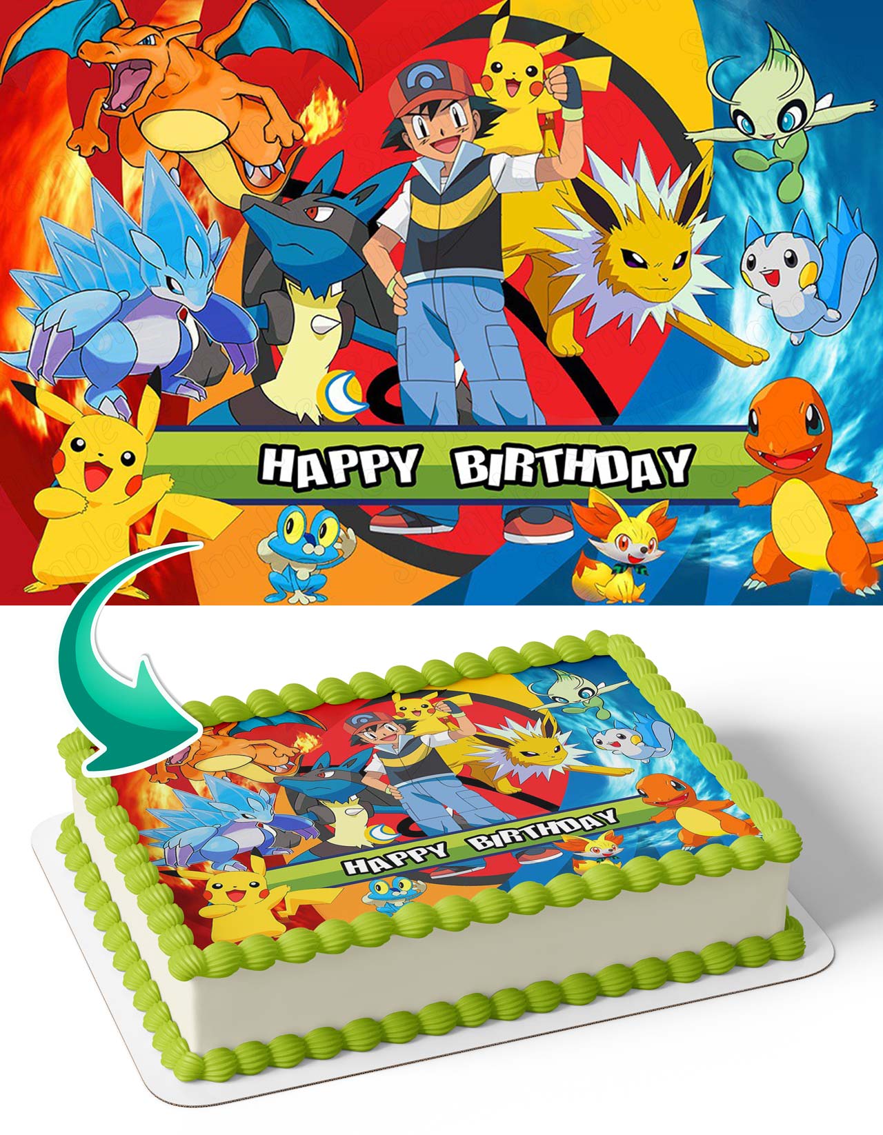 Pokekids Ash Pikachu Kids Fan Edible Cake Topper