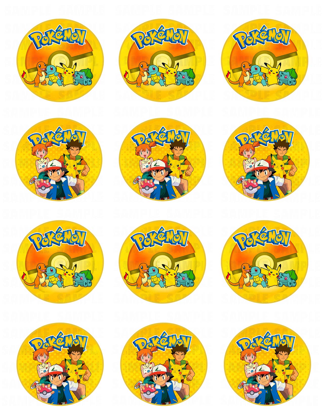 Pokekids Edible Cupcake Toppers – Round Icing Sheet Birthday Part - Edible Cake Topper | Icing Sheet | Birthday Cake Decoration