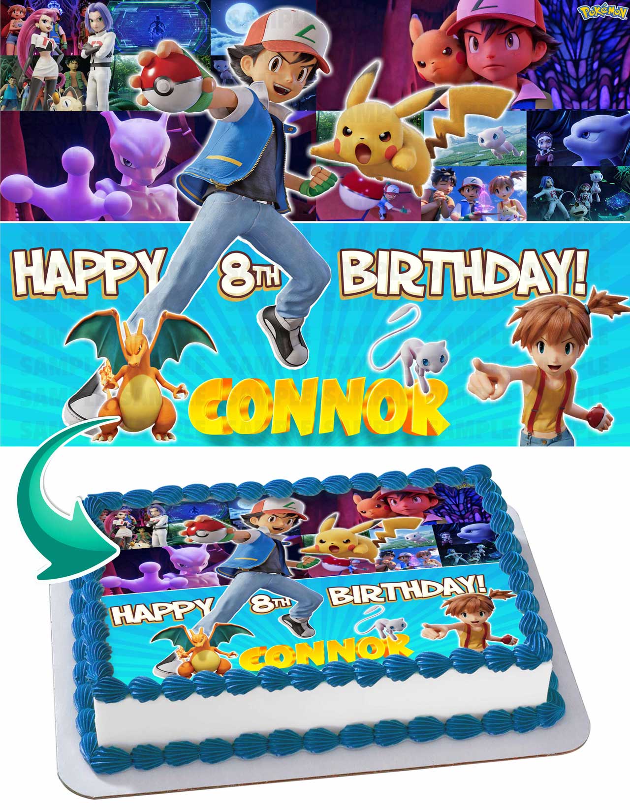 Pokekids Mewtwo Strikes Back Evolution Edible Cake Topper