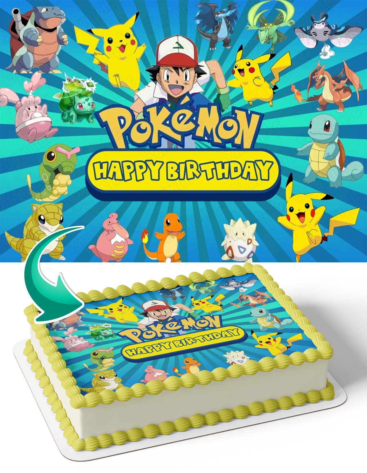 Pokekids Pikachu Ash Kids Cartoon Edible Cake Topper