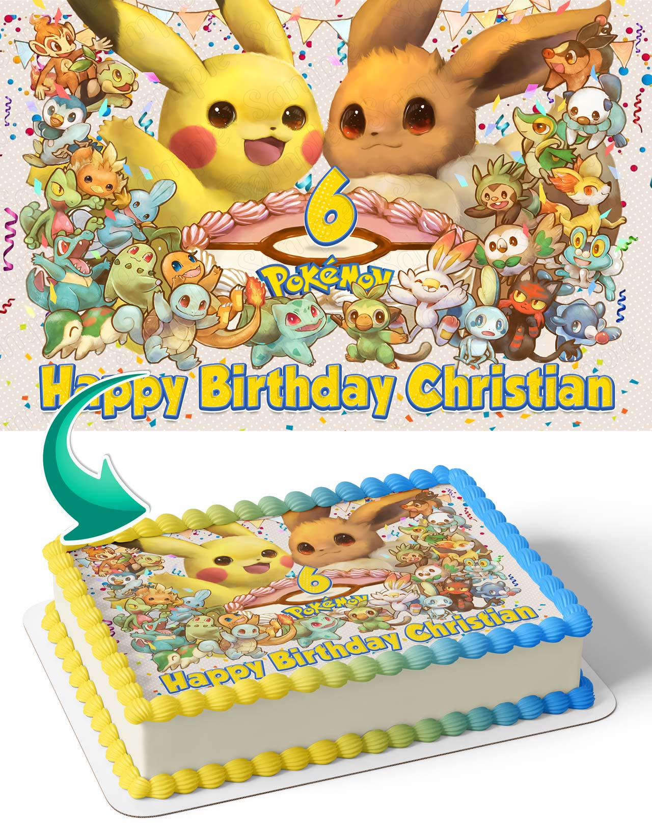 Pokekids Pikachu Eevee Kids Edible Cake Topper